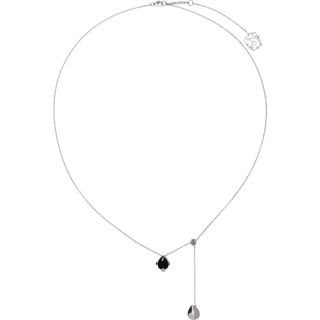 Burberry Shield Pendant Necklace In Silver/black/clear