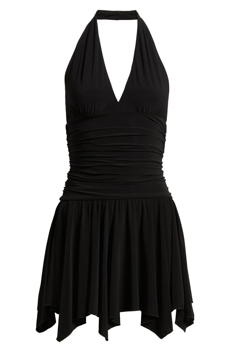 Emerald Sundae Ruched Halter Dress, Main, color, Black