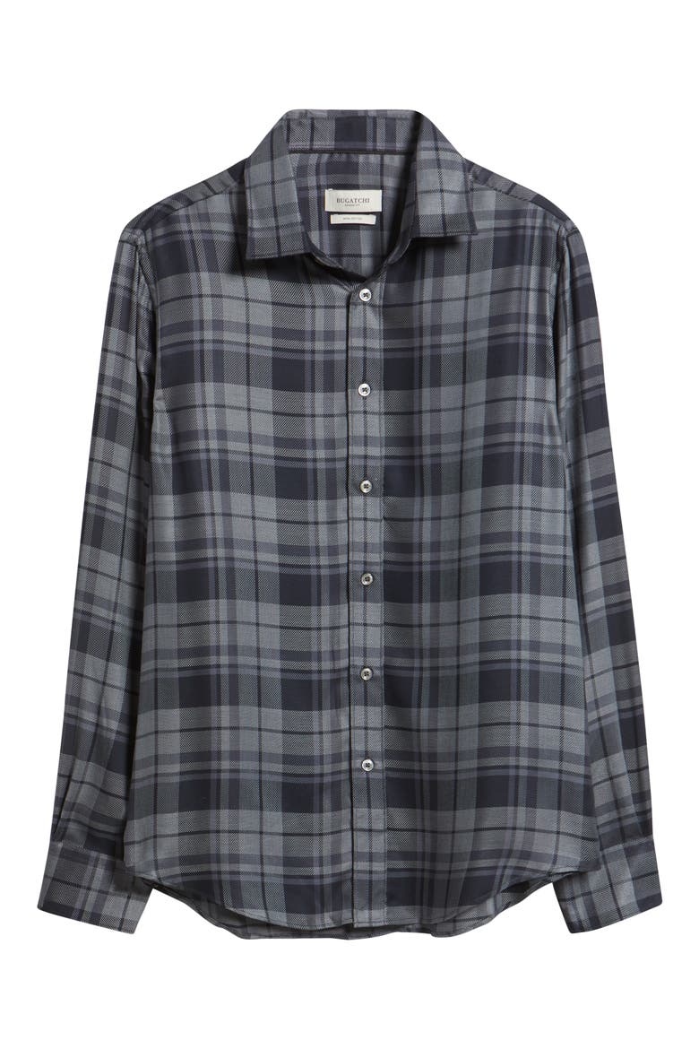 Julian Shaped Fit Plaid Cotton Twill Button-Up Shirt, Alternate, color, ANTHRACITE