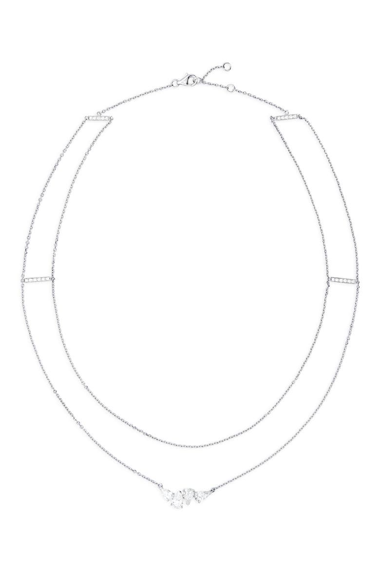 Serti Sur Vide Diamond Layered Necklace, Main, color, WHITE GOLD