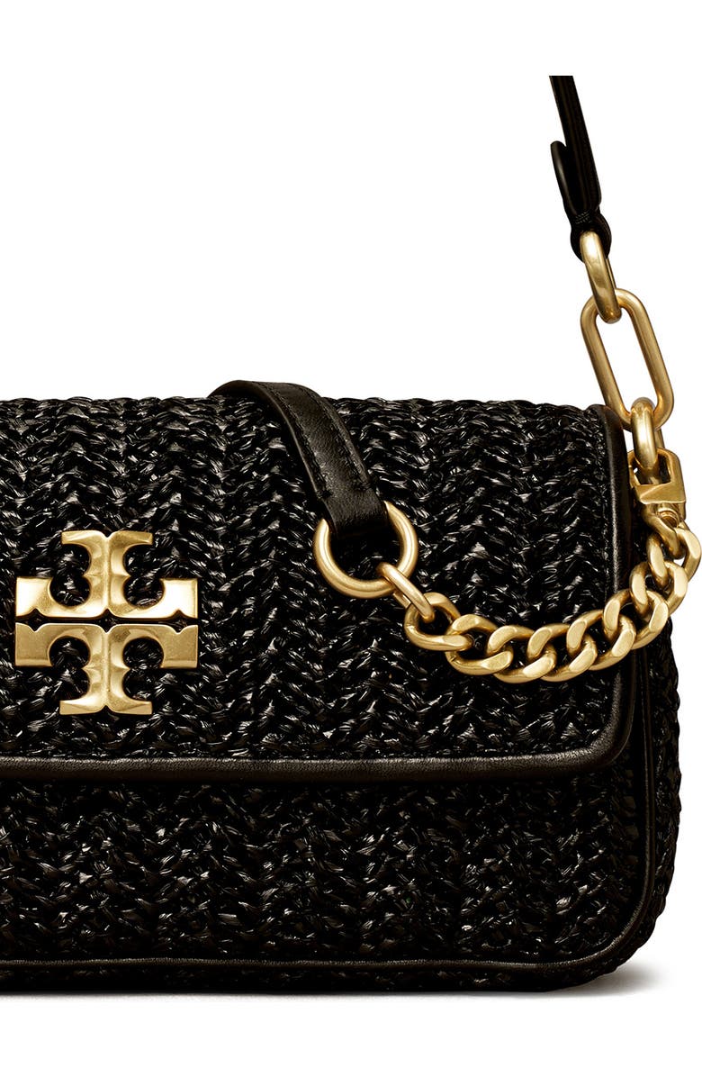 Tory Burch Small Kira Chevron Lacquered Raffia Flap Shoulder Bag, Alternate, color,