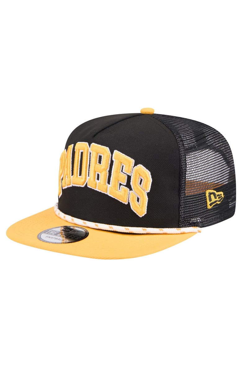 New Era Men's New Era Black San Diego Padres Throwback Meshback Golfer Hat, Main, color, Black
