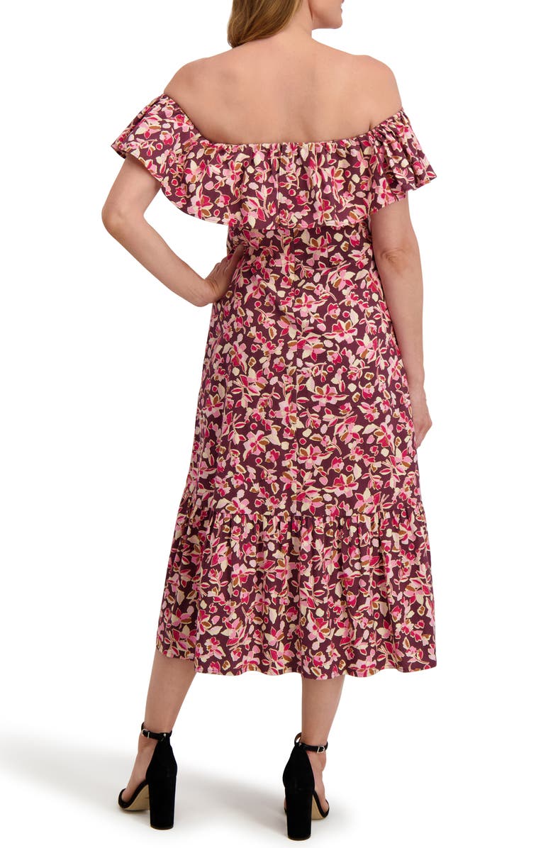 Laundry by Shelli Segal Emily Off the Shoulder Ruffle Cotton High-Low Dress, Alternate, color, Floral Multi