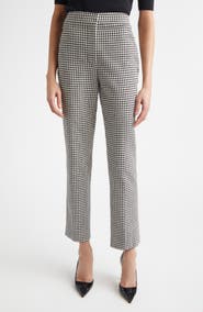 ST. JOHN Vichy Houndstooth Cotton Blend Trousers