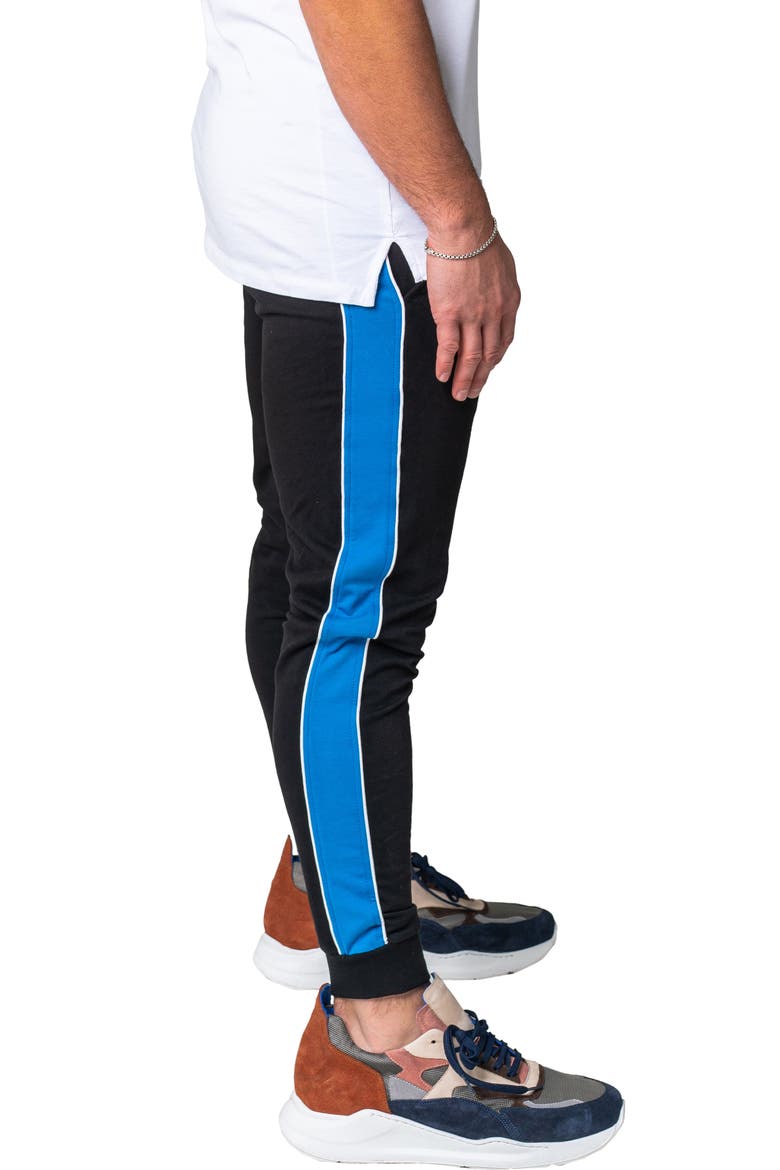 Side Stripe Skinny Fleece Joggers, Alternate, color, BLACK