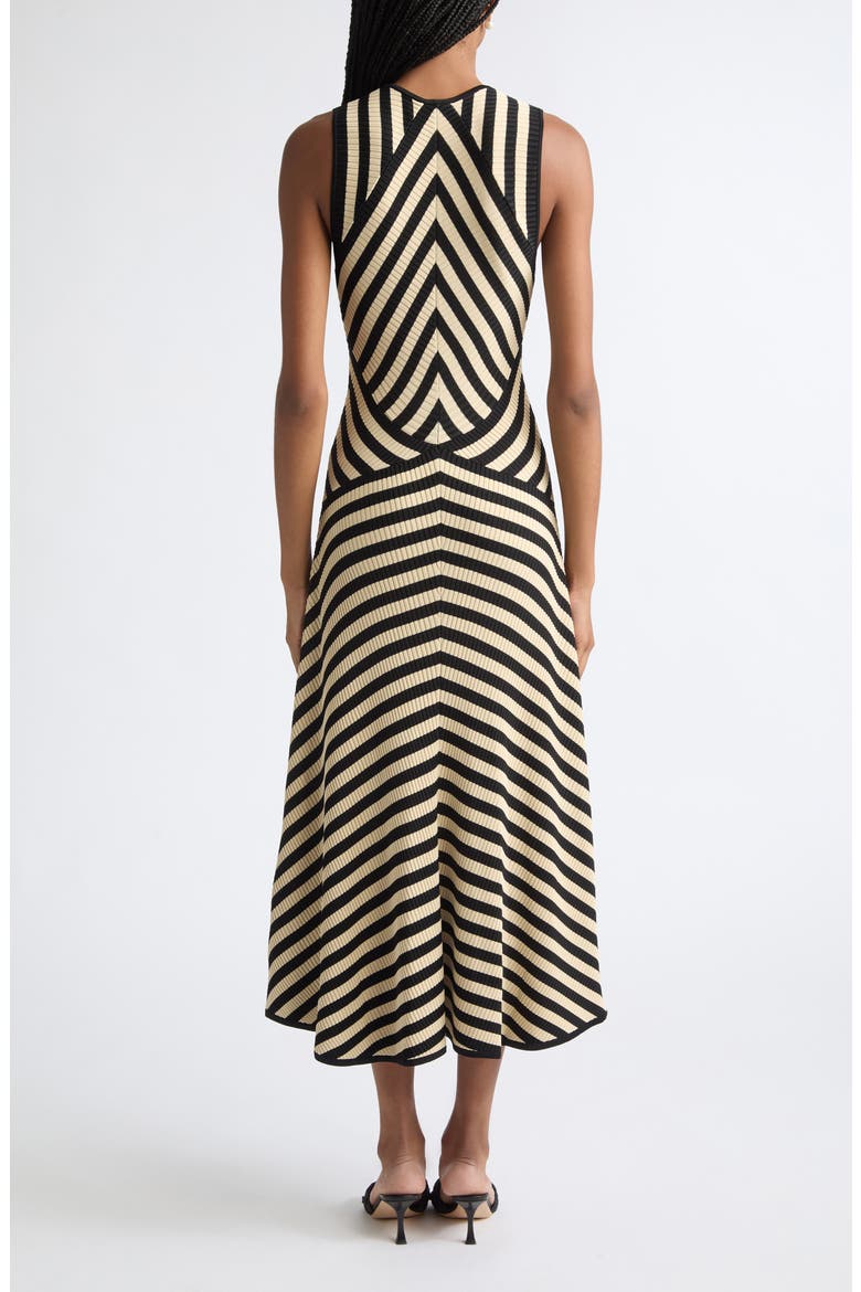 Valiant Deco Stripe Rib Sweater Dress, Alternate, color, BLACK/ CREAM
