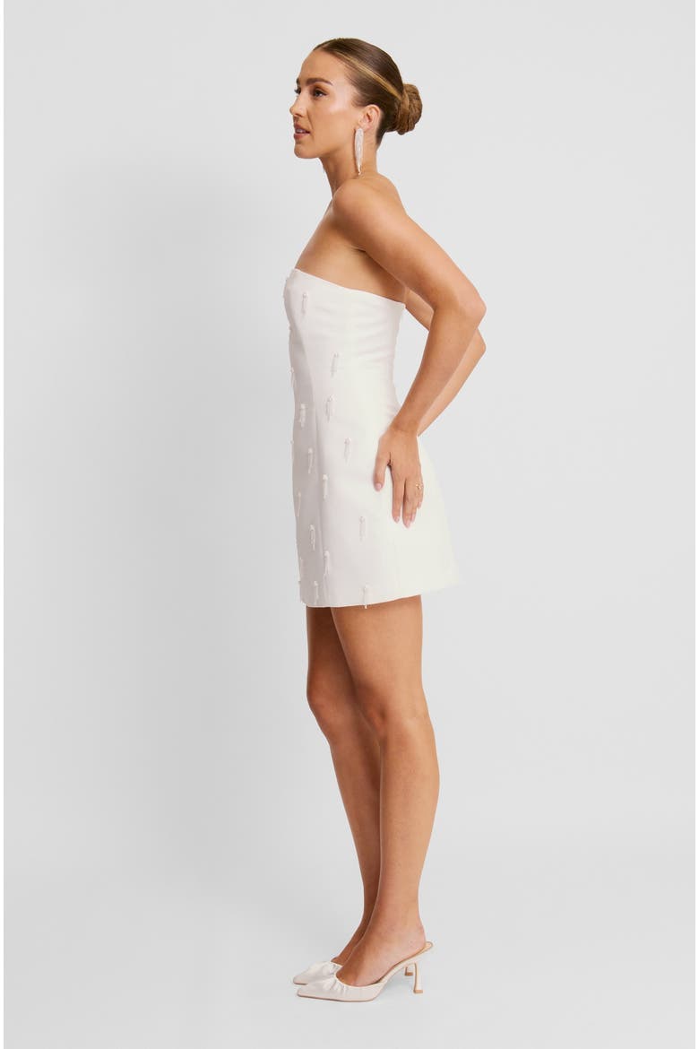 Bandeau Embellished Diamante Mini Dress, Alternate, color, White