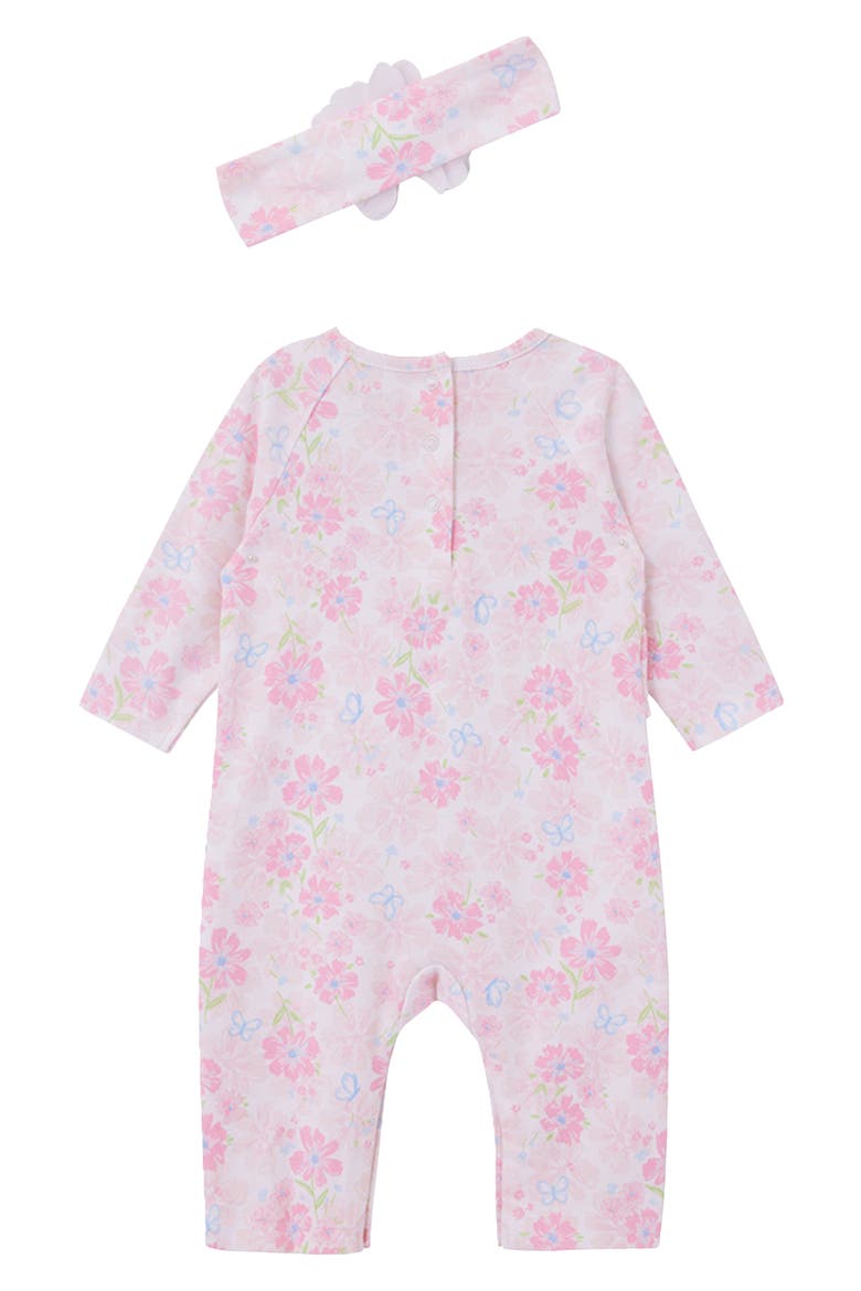Dream Ruffle Cotton Romper & Headband Set, Alternate, color, PINK