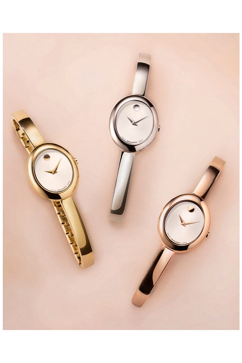 Museum Oval Bangle Watch, 22mm x 26mm, Alternate, color, SILVER