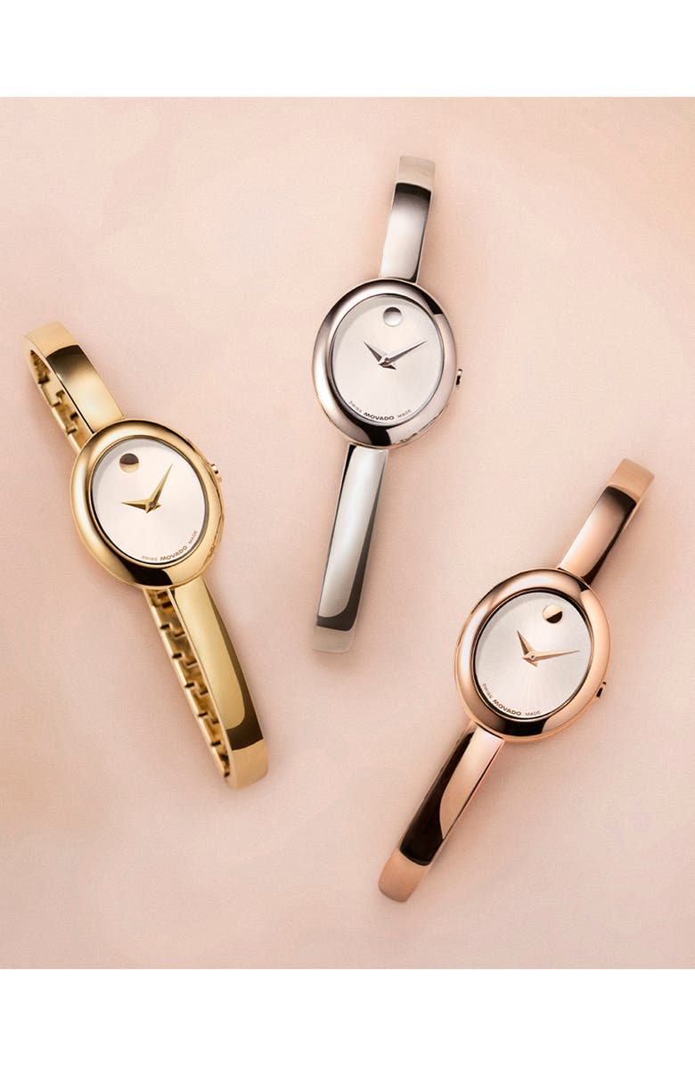 Movado Museum Oval Bangle Watch, 22mm x 26mm, Alternate, color, Silver