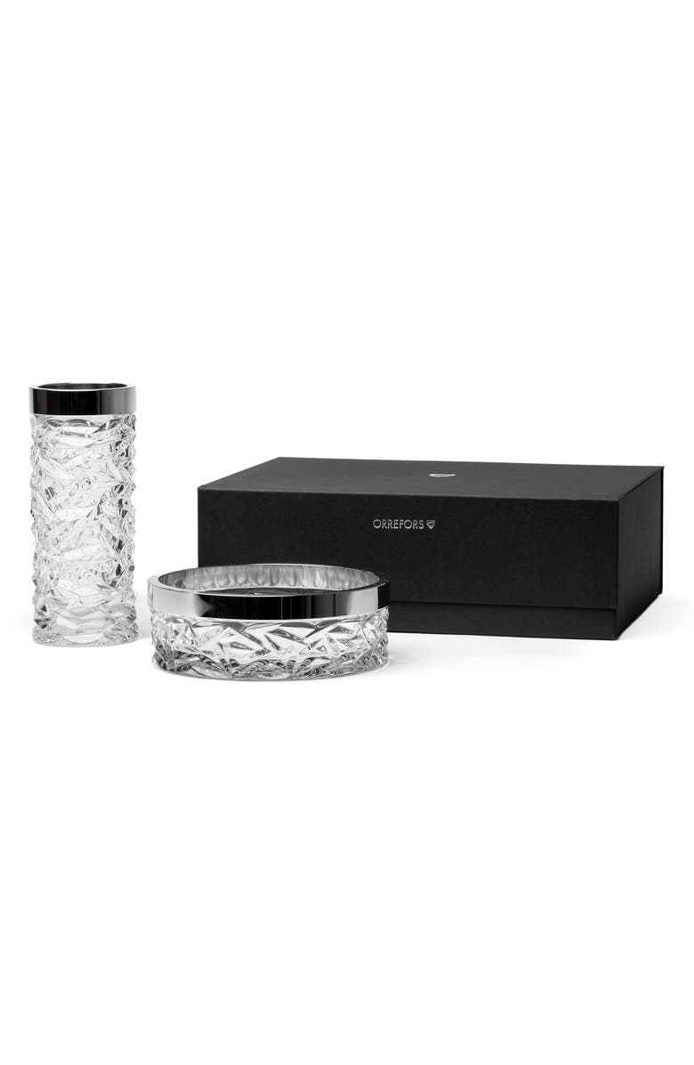 Orrefors Carat Vase & Bowl 2-Piece Crystal Gift Set, Main, color, Clear