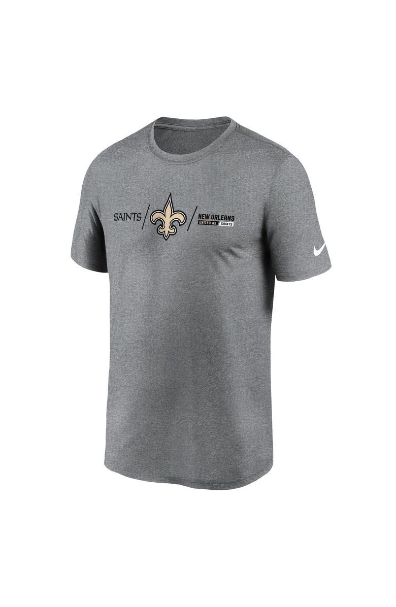 Nike Men's Nike Heathered Charcoal New Orleans Saints Horizontal Lockup Legend Performance T-Shirt, Alternate, color, Heather Charcoal