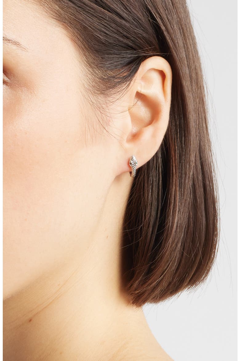 Zephyr Snake Huggie Hoop Earrings, Alternate, color, SILVER