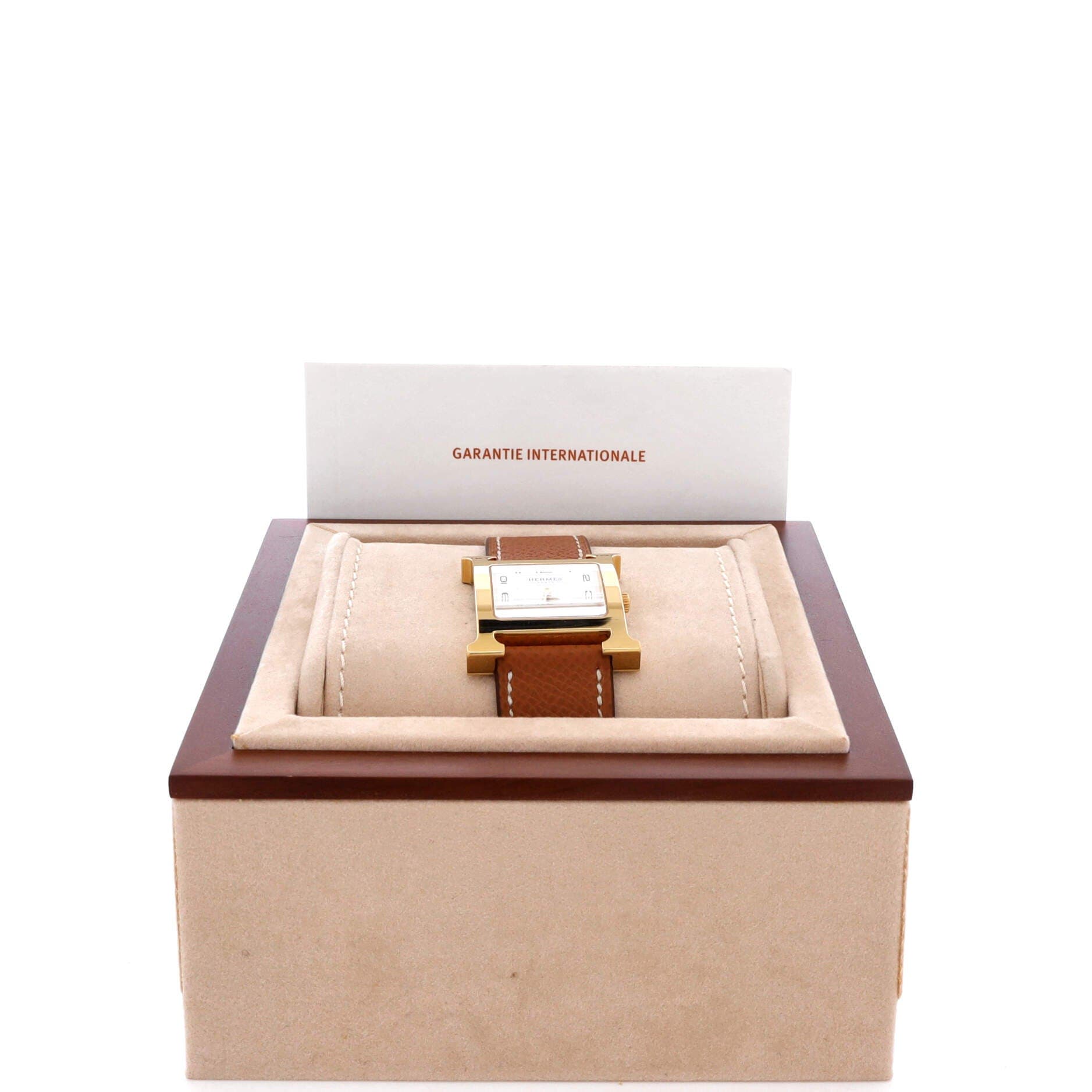 Heure H Quartz Watch Plated Metal and Leather 30, Alternate, color, Brown