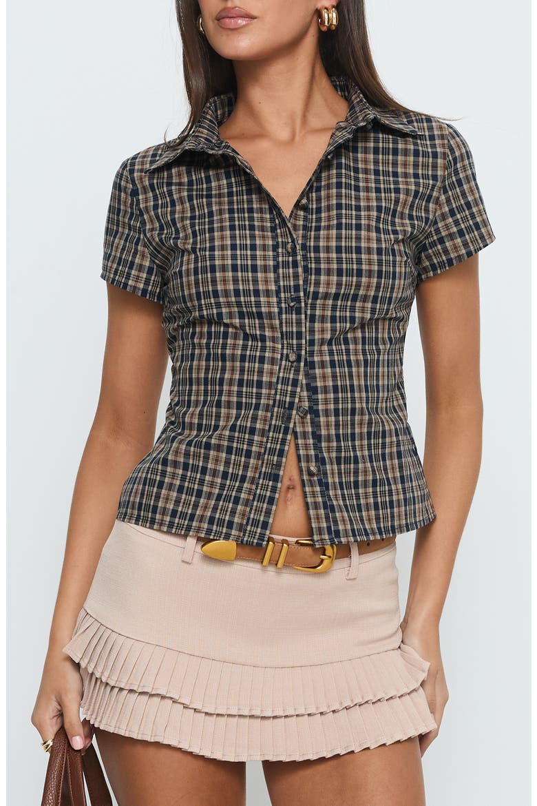 Lift Off Plaid Cotton Button-Up Shirt, Main, color, BLUE