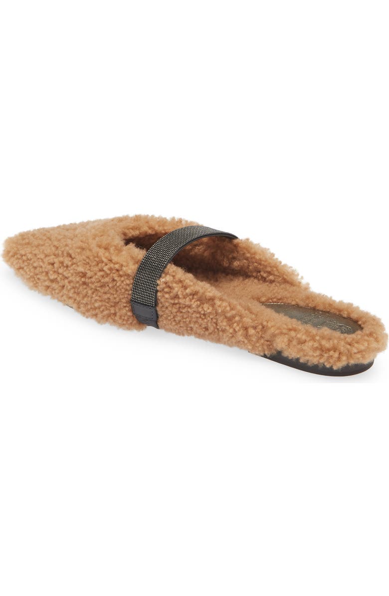 Brunello Cucinelli Monili Beaded Genuine Shearling Slide, Alternate, color,
