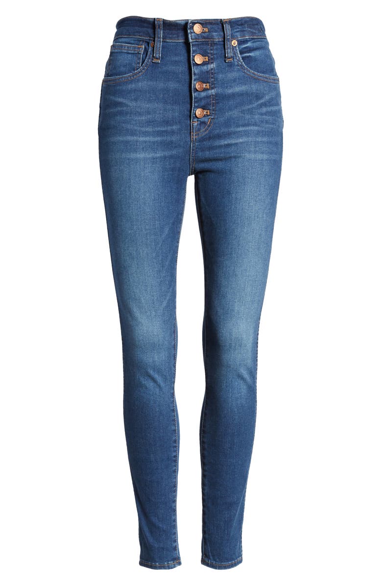 Madewell High Rise Button Front Skinny Jeans, Alternate, color,