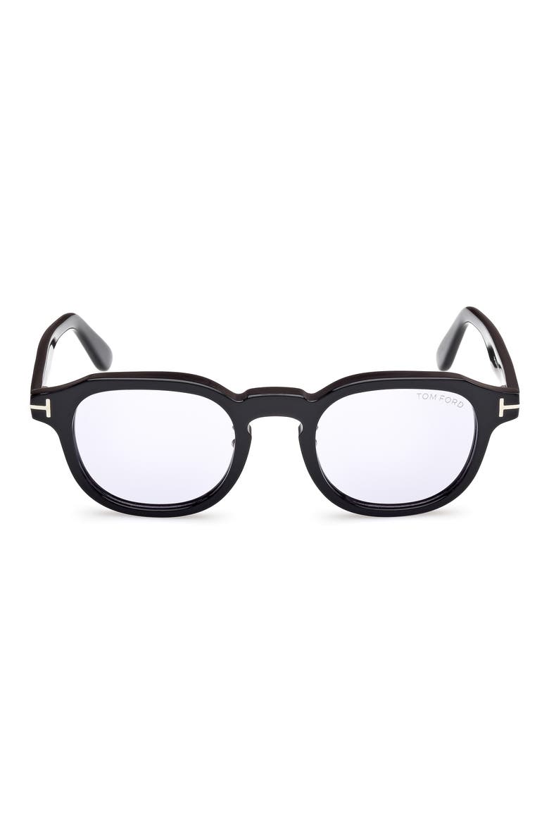 50mm Square Tinted Glasses, Main, color, SHINY BLACK / VIOLET