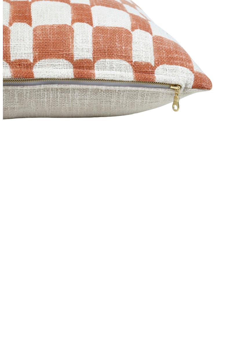 Checkered Block Printed Pillow - Cover Only, Alternate, color, Rust