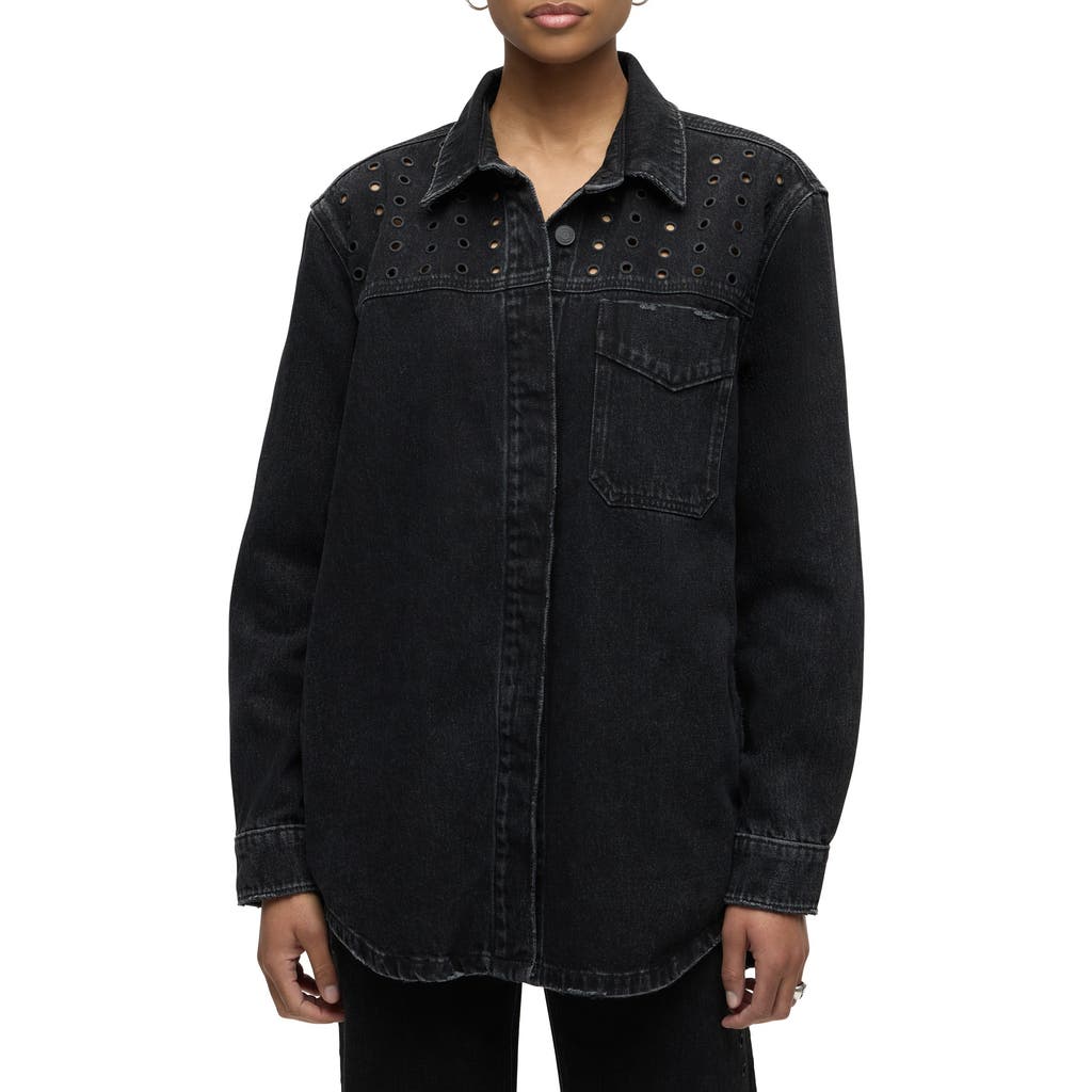Hudson Jeans Denim Grommet Shacket In Black