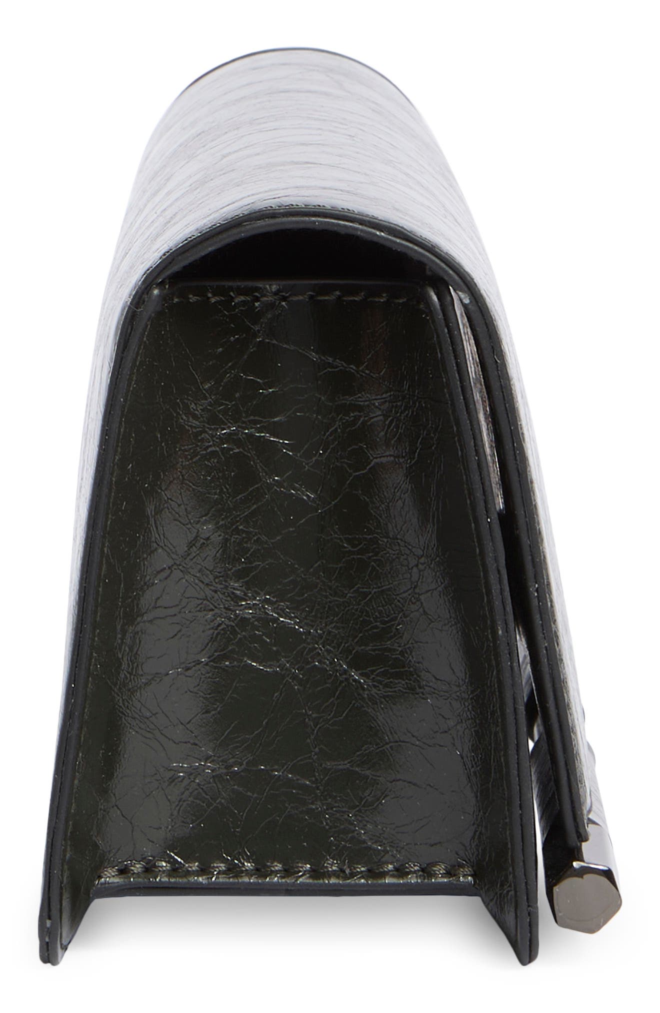 BCBG Bar Hardware Metallic Clutch, Alternate, color, Black