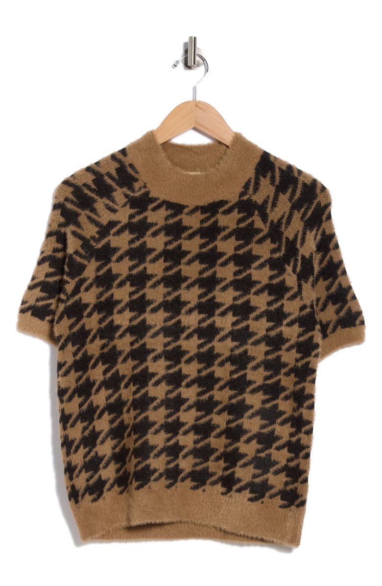 ELIE ELIE TAHARI Houndstooth Sweater, Alternate, color, Black/ Camel