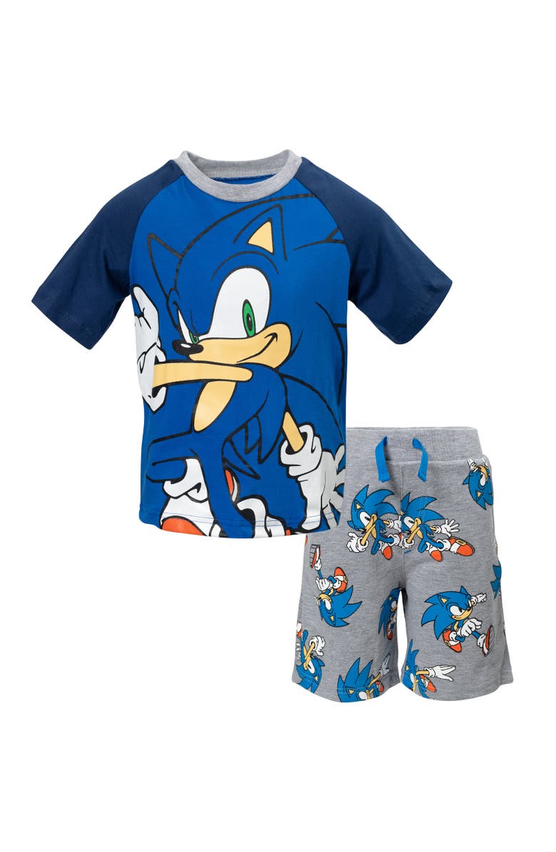 SEGA Sonic the Hedgehog T-Shirt & French Terry Shorts Set, Main, color, Blue/Gray