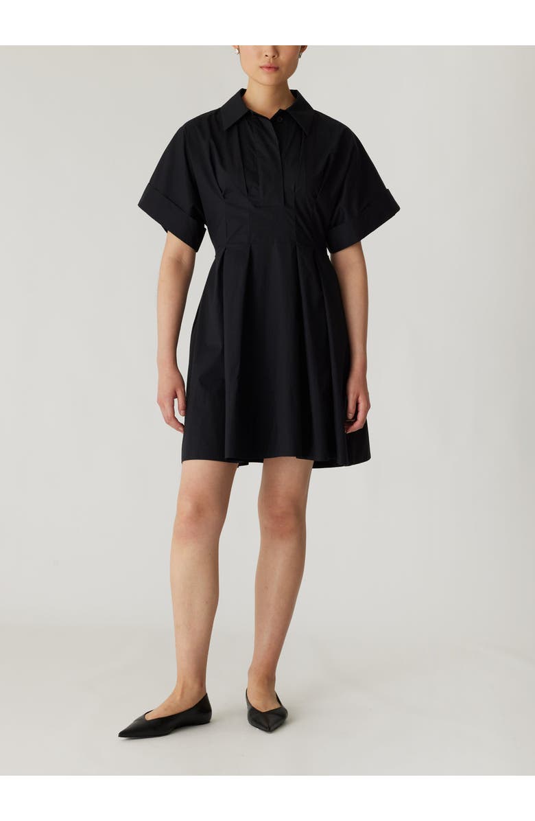 Rebecca Taylor Poplin Waisted Shirt Dress, Alternate, color, Black