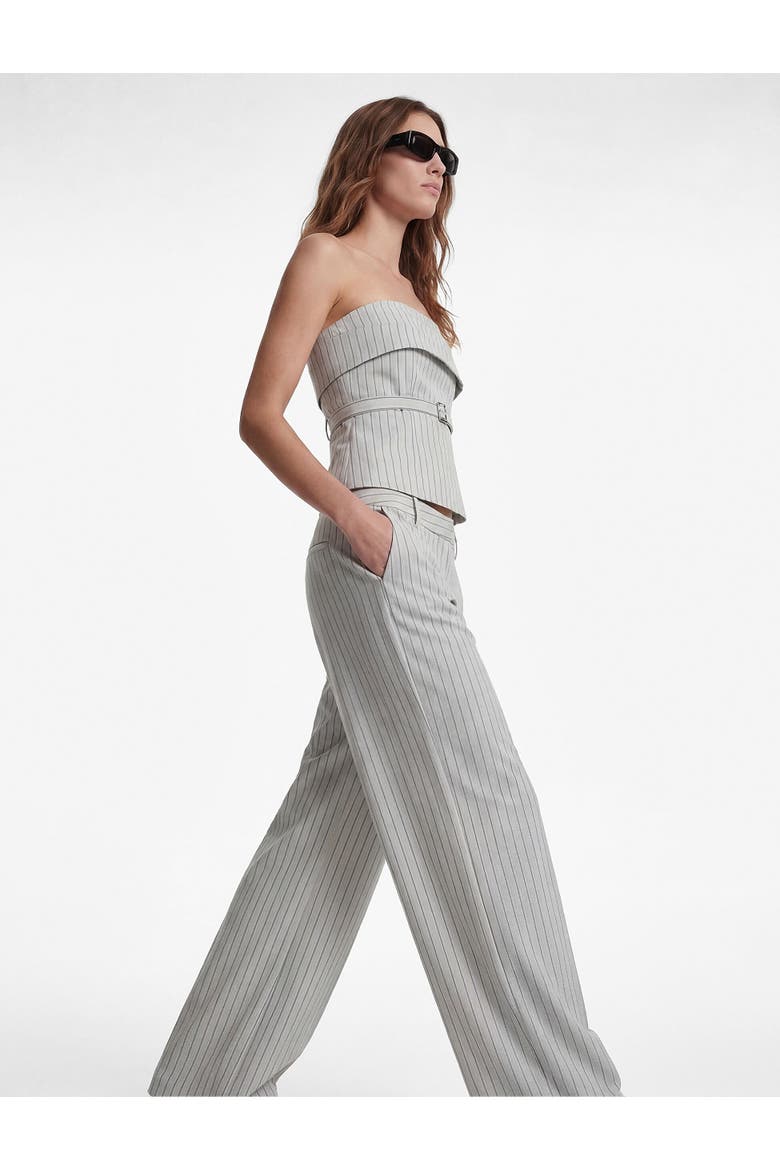 Striped Strapless Belted Top, Main, color, GREY STRIPE