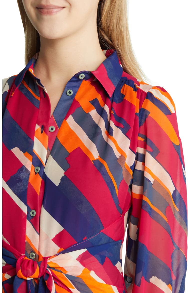 Diagonal Print Chiffon Shirtdress, Alternate, color, IVORY/ MAGENTA