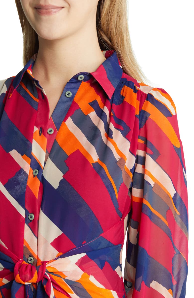 Maggy London Diagonal Print Chiffon Shirtdress, Alternate, color,