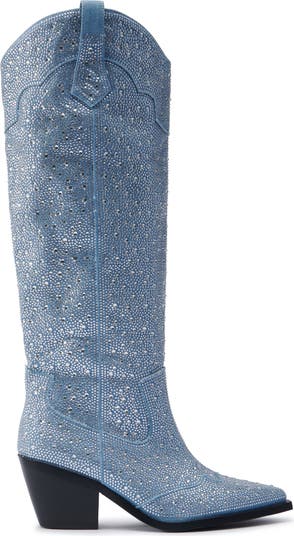 Louella Rhinestone Deim Tall Cowboy Boot