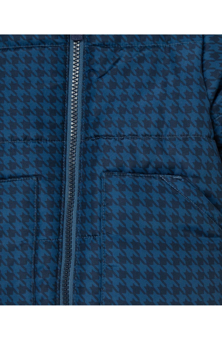 Little Me Houndstooth Hooded Puffer Jacket, Shirt & Pants Set, Alternate, color, Blue