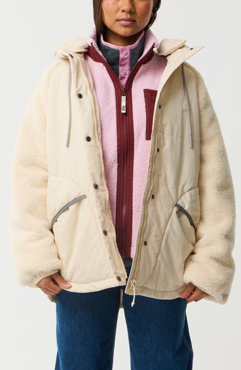 S-Series Splice Faux Shearling Sleeve Puffer Jacket