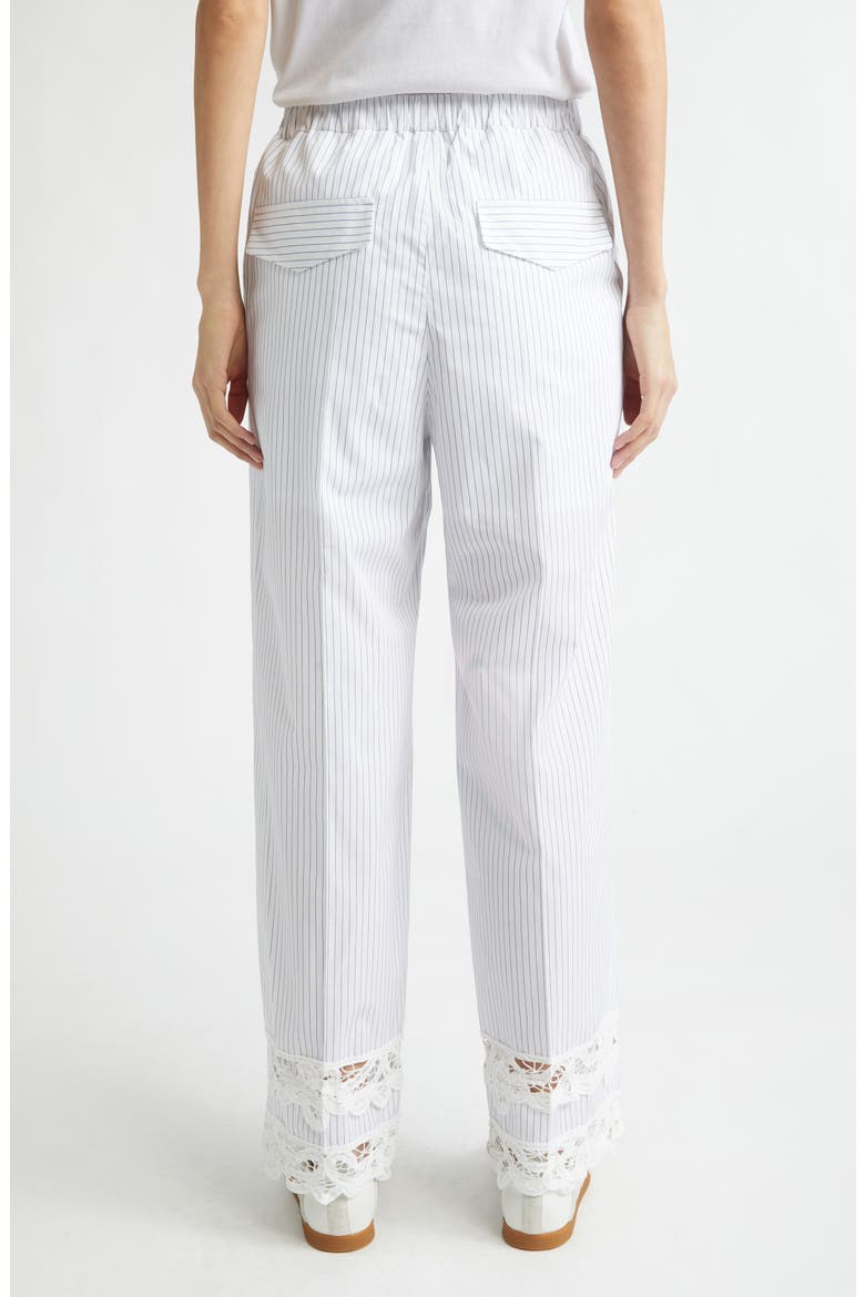 Lace Trim Stripe Wide Leg Pants, Alternate, color, IVORY/ BLACK