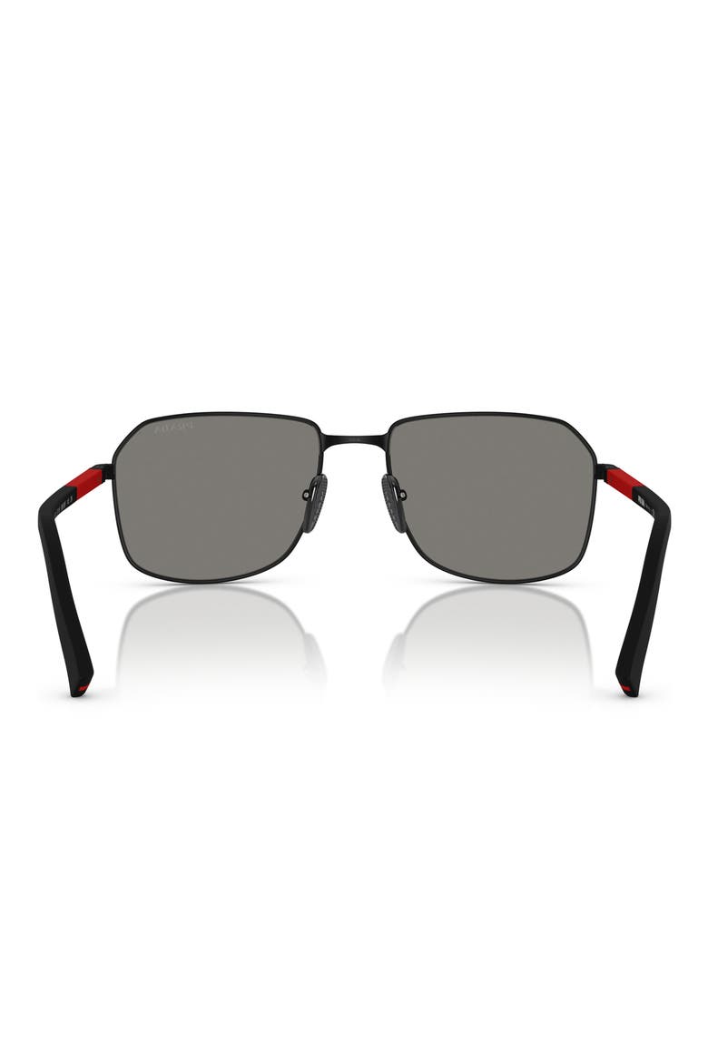 57mm Rectangular Sunglasses, Alternate, color, RUBBER BLACK