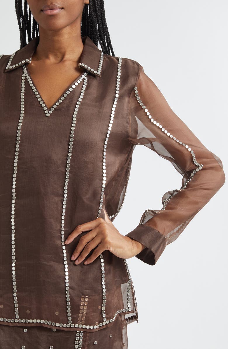 Wales Bonner Presence Studded, Alternate, color, Brown