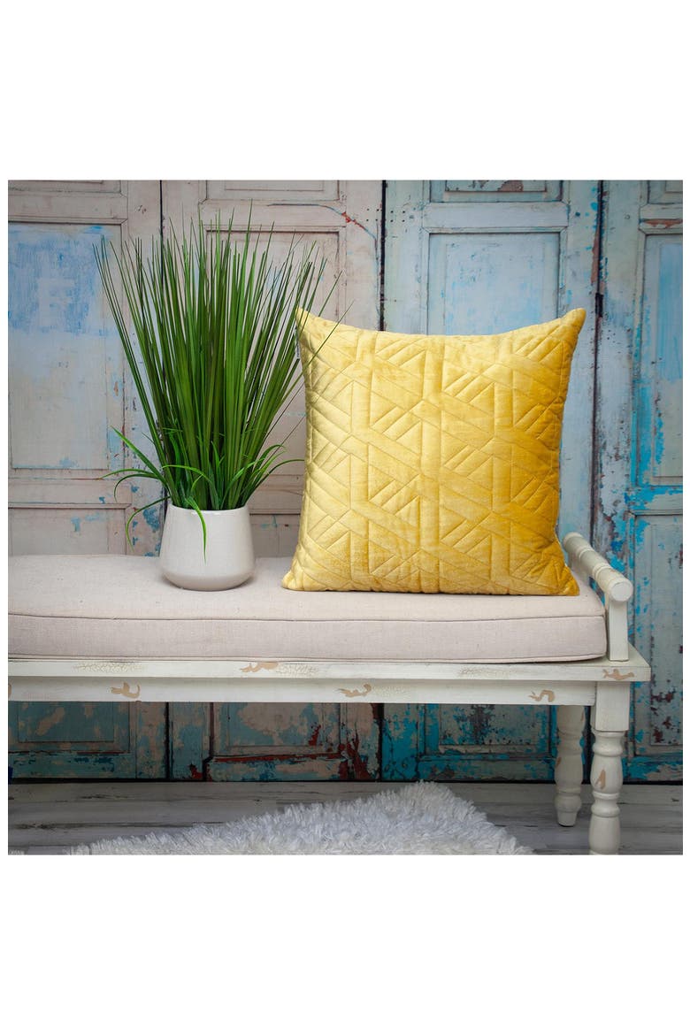 Delta Topstitched Throw Pillow, Alternate, color, YELLOW