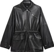 Theory Cinch Waist Leather Jacket