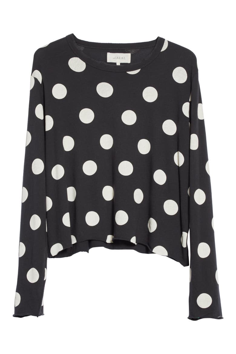 The Long Sleeve Crop Tee, Alternate, color, WASHED BLACK WHITE DOTS