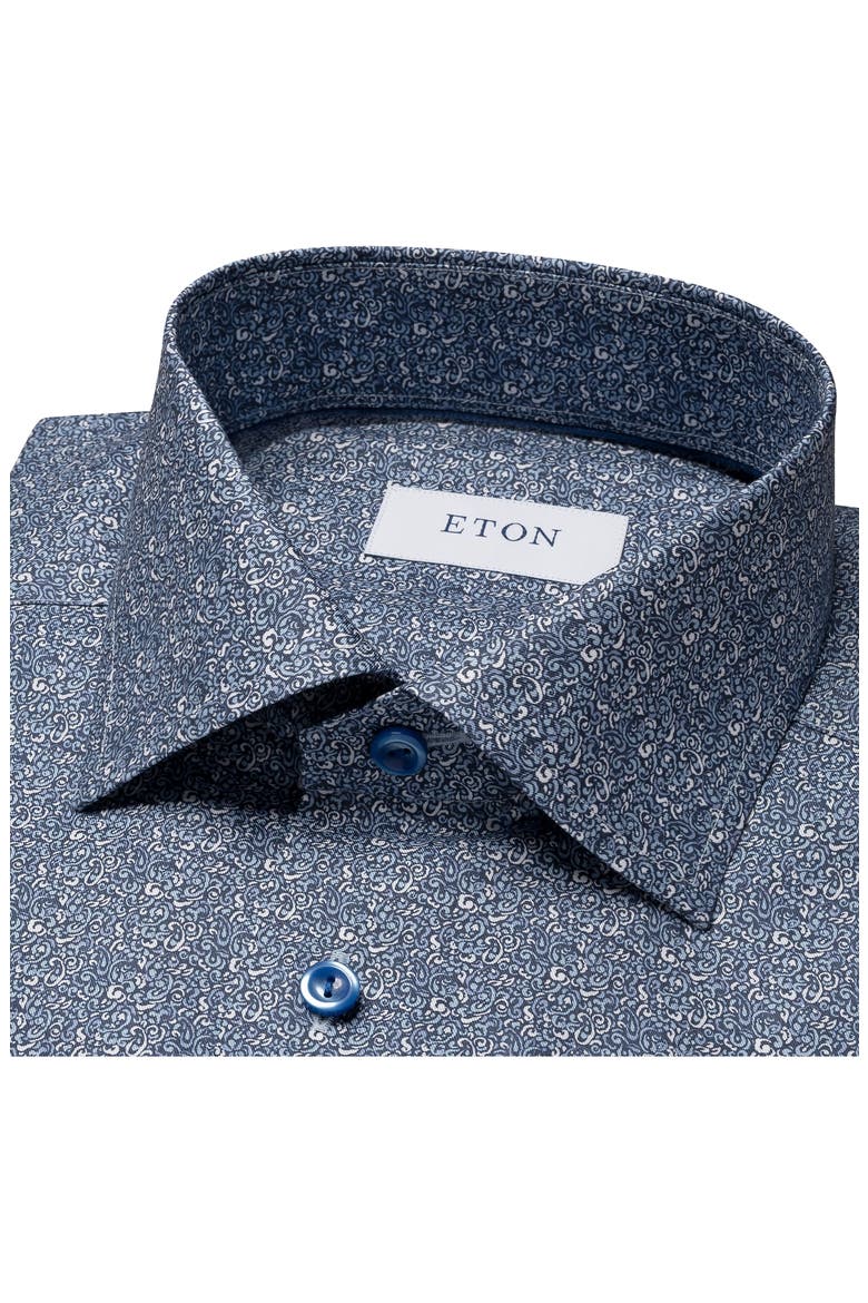Slim Fit Micro Paisley Cotton Twill Dress Shirt, Alternate, color, BLUE
