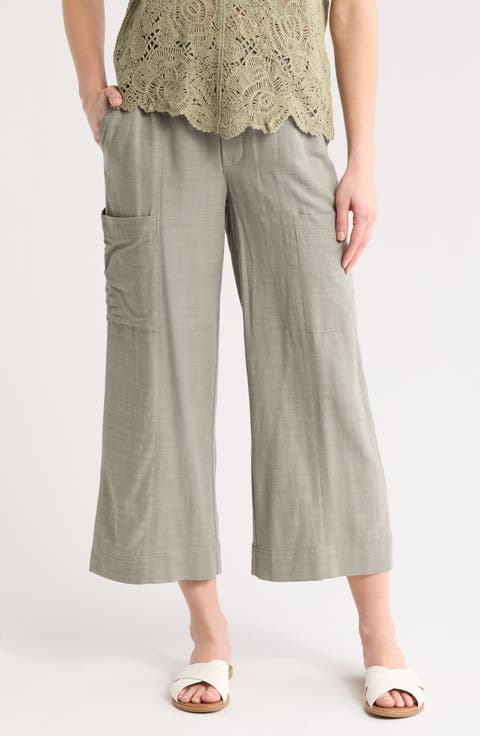Pull-On Crop Wide Leg Pants