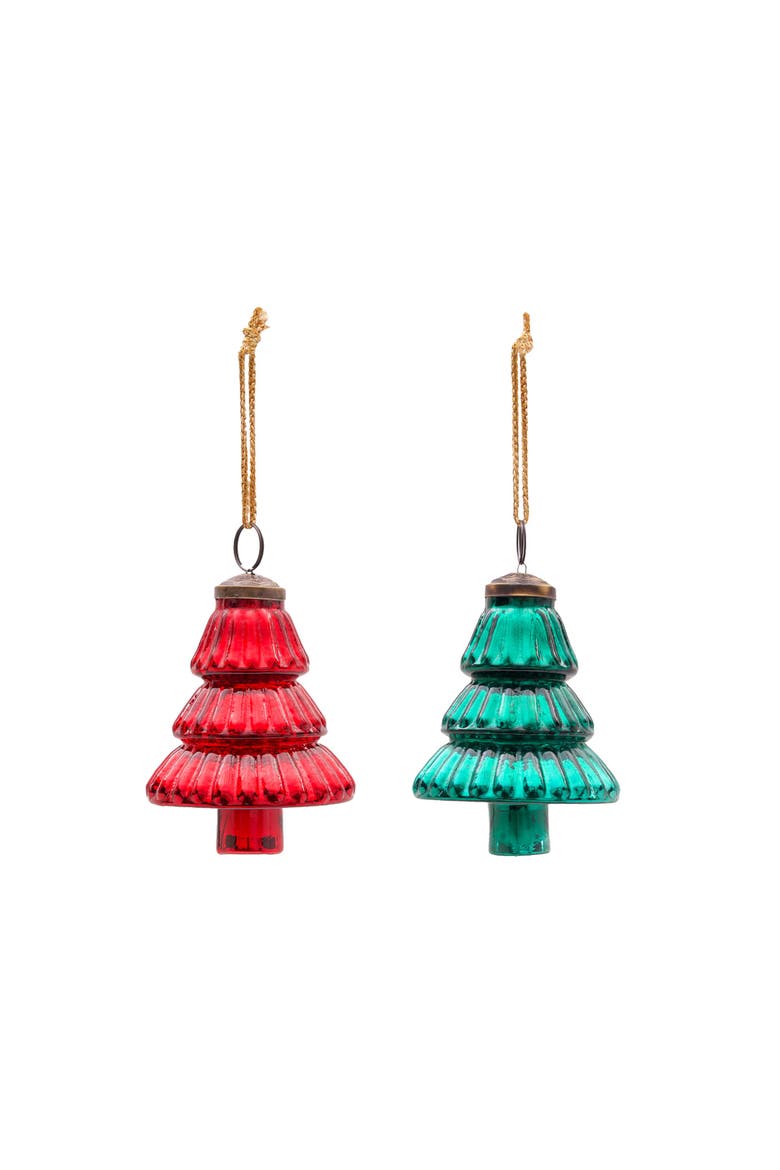 Glass Christmas Tree Christmas Tree Ornament Set of 2, Main, color, Red