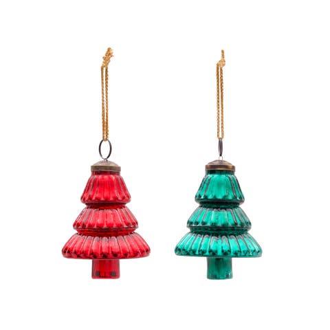 Glass Christmas Tree Christmas Tree Ornament Set of 2