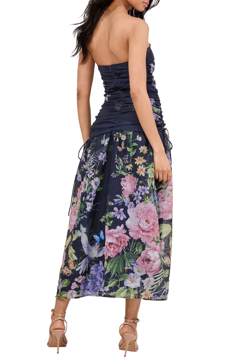 Lipsy Ruched Bandeau Maxi Dress, Alternate, color, Blue