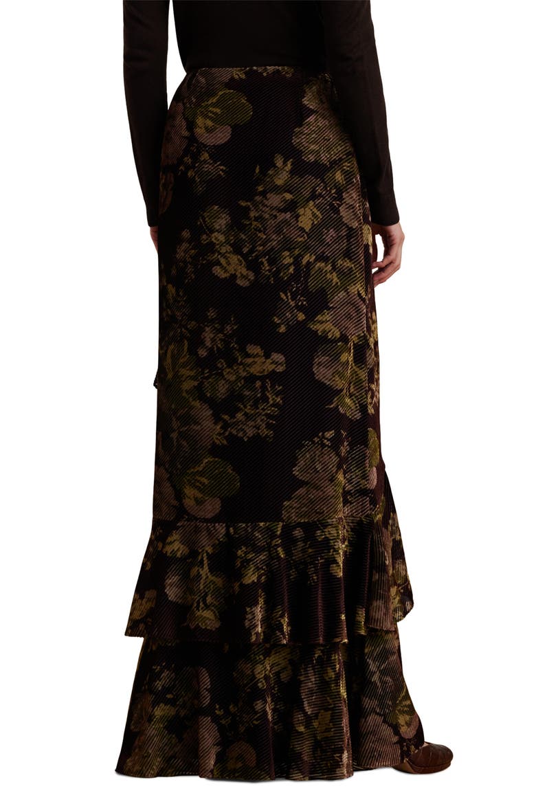 Floral Burnout Velvet Tiered Maxi Skirt, Alternate, color, BURGUNDY MULTI