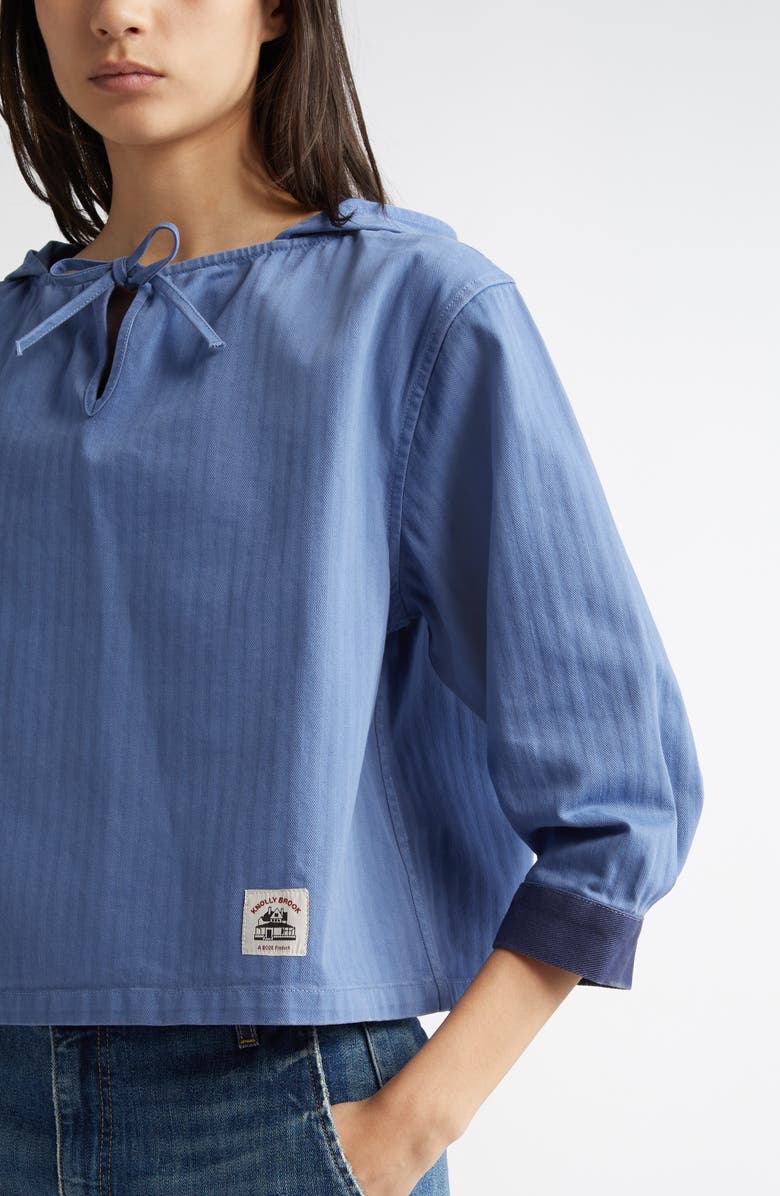 Bode Knolly Brook Hooded Cotton Twill Pullover, Alternate, color,