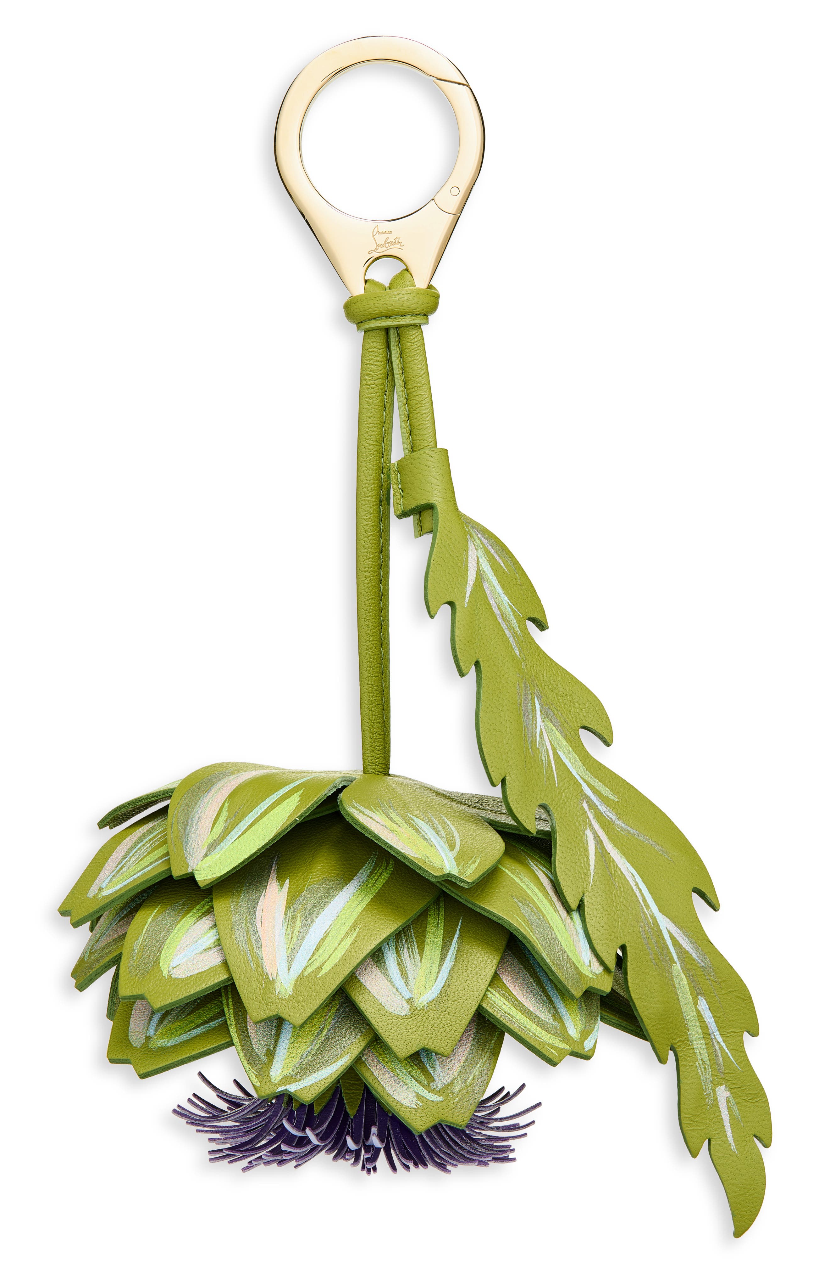 Artichoke Leather Bag Charm, Main, color, M023 MULTI/ GOLD