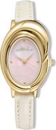 Ettika Sculpted Oval Leather Strap Watch