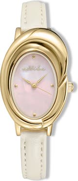 Ettika Sculpted Oval Leather Strap Watch